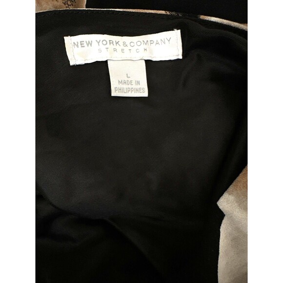 New York Co Sleeveless Drop Waist Dress Size L Black w Large Beige/Black Flowers - Picture 4 of 6